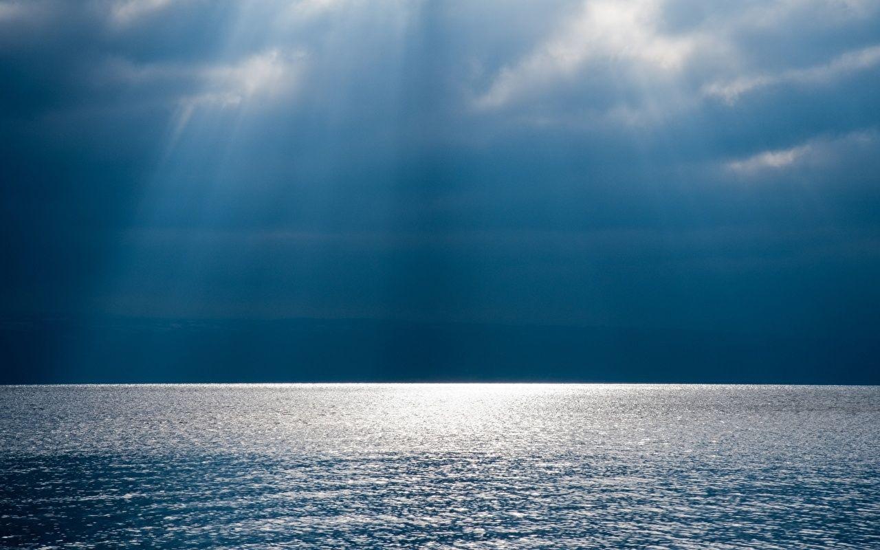 1280x800 Desktop Wallpaper Rays of light Sea Nature Sky Horizon