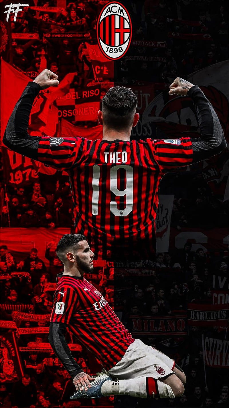 800x1421 Ac milan Theo, football, red, HD phone wallpaper
