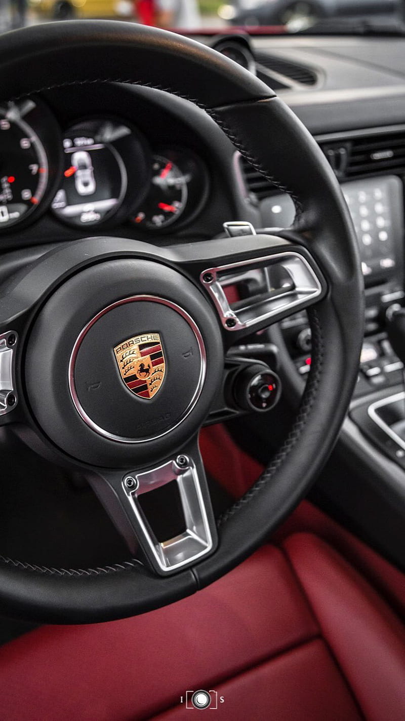 800x1423 Porche 911 carrera, plus, turbo, show, car, red, interior, HD phone wallpaper