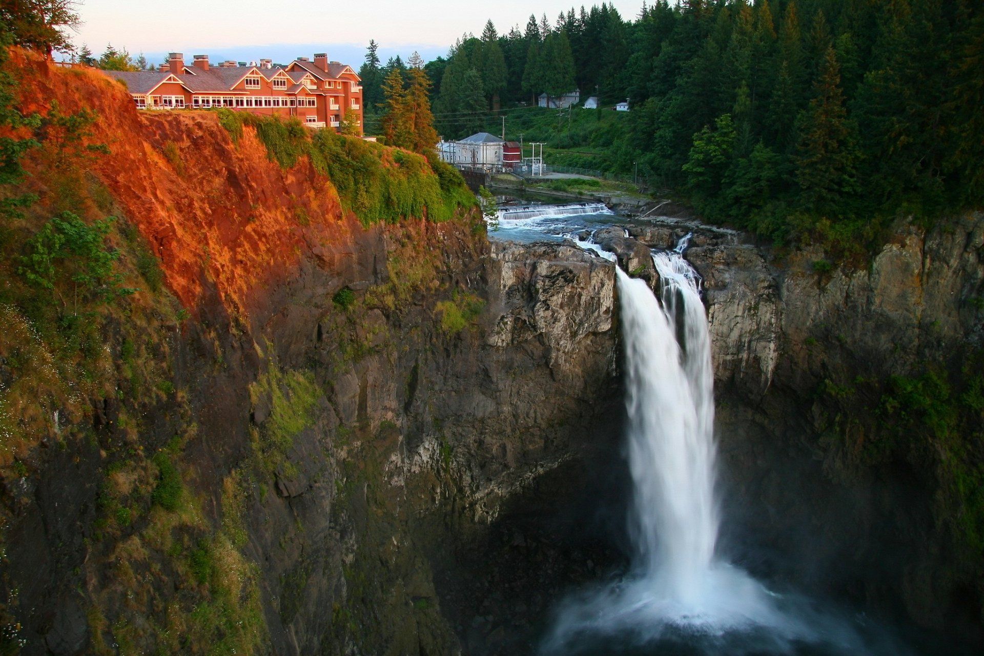 1920x1280 Download Tree House Waterfall Nature Snoqualmie Falls HD Wallpaper