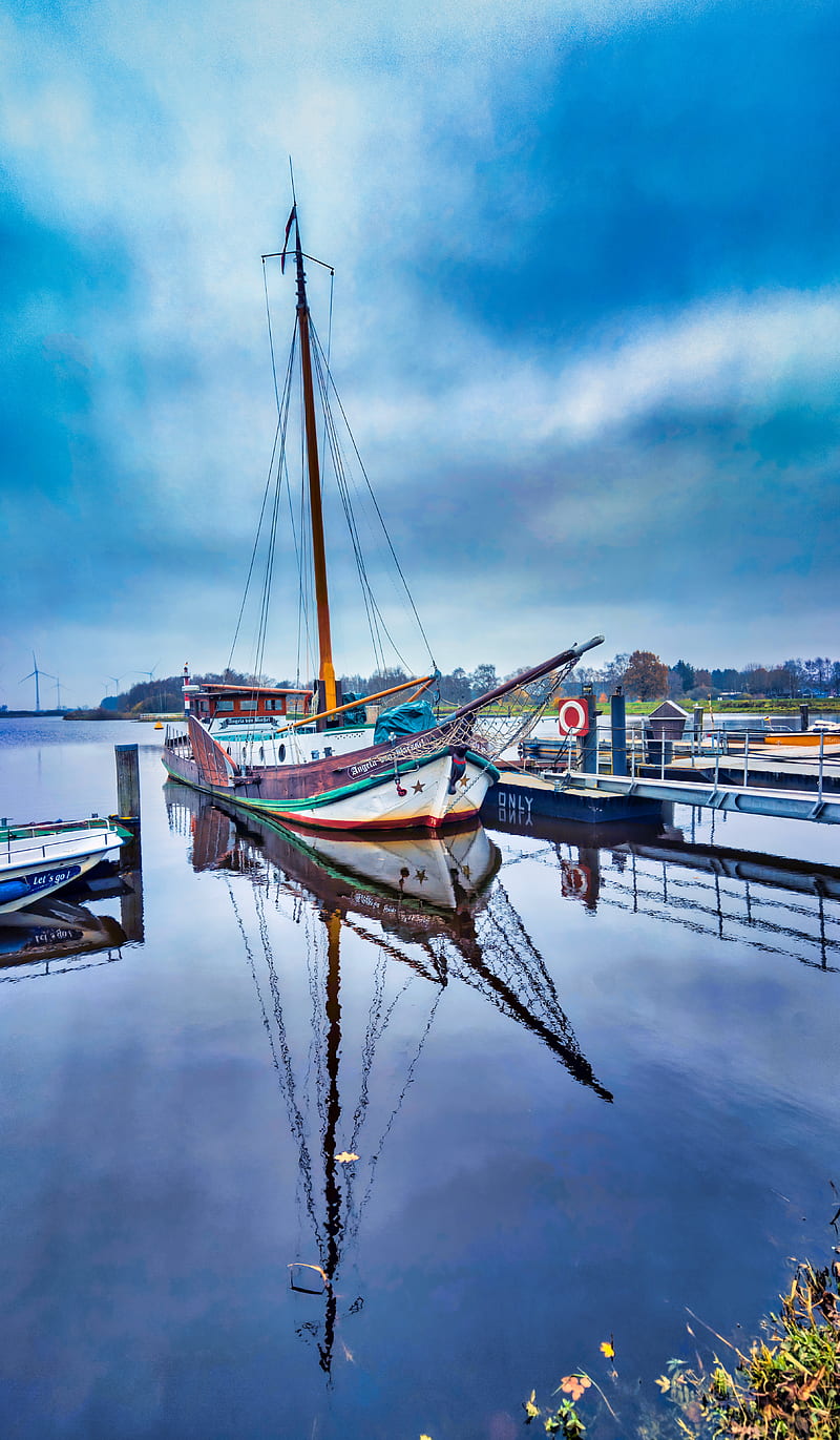 800x1371 Boat, port, river, HD phone wallpaper