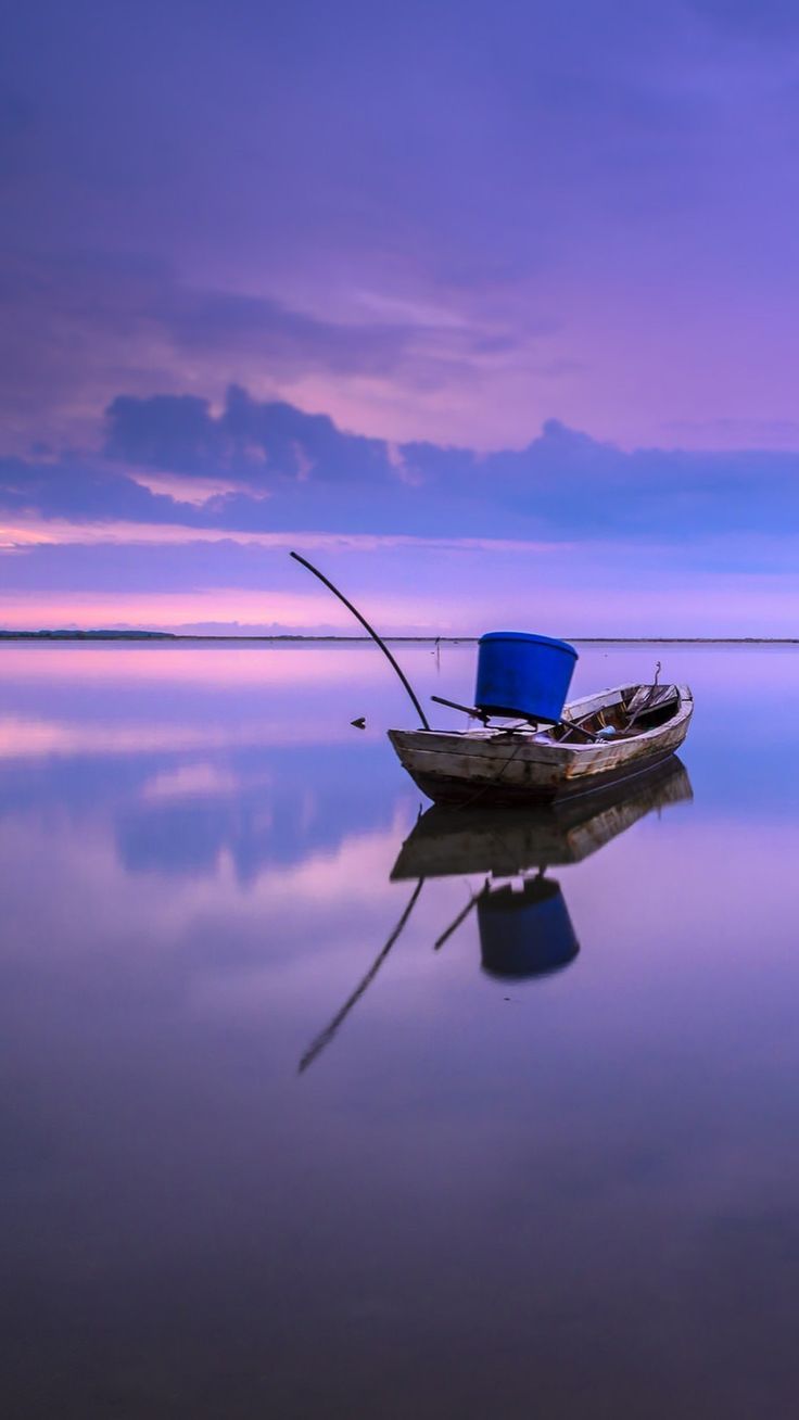 736x1308 Purple Sky Boat Wallpaper
