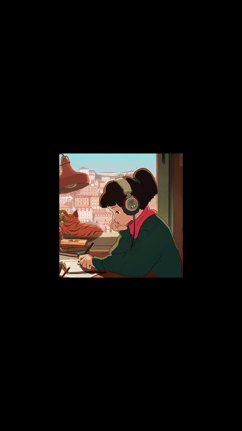 800x1422 Lofi Girl, black, girl, lofi, lofigirl, love, relax, study, HD phone wallpaper