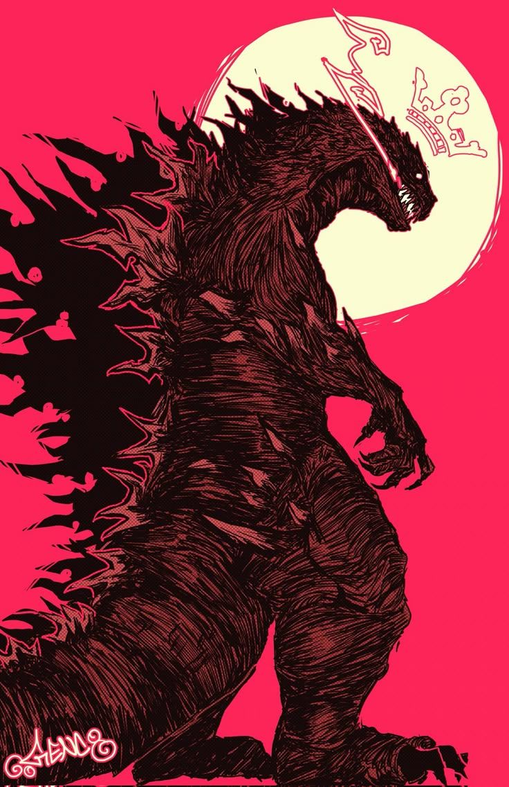 736x1138 Godzilla in front of the Moon. Godzilla in hell drawing, Godzilla in hell fanart, Icon