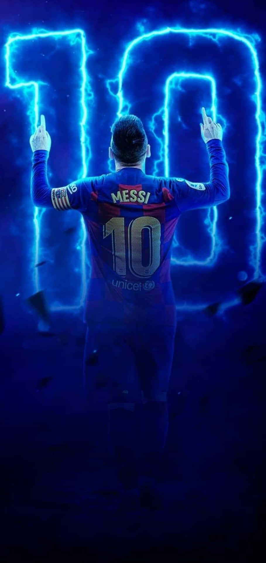 909x1920 Download Lionel Messi Capturing the Fans with his Signature Style Wallpaper