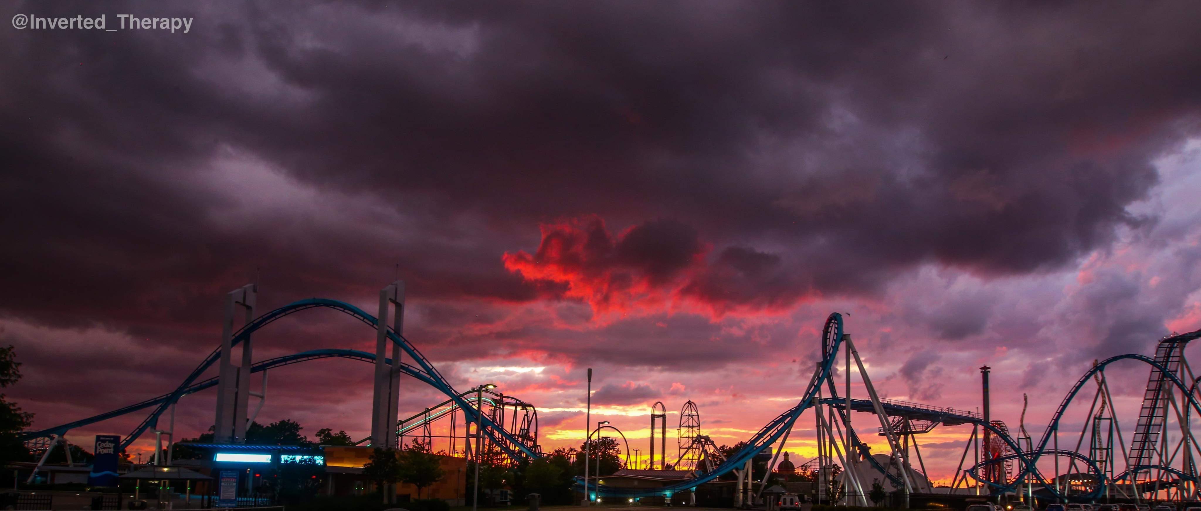 4096x1742 Cedar Point Now that's a sunset