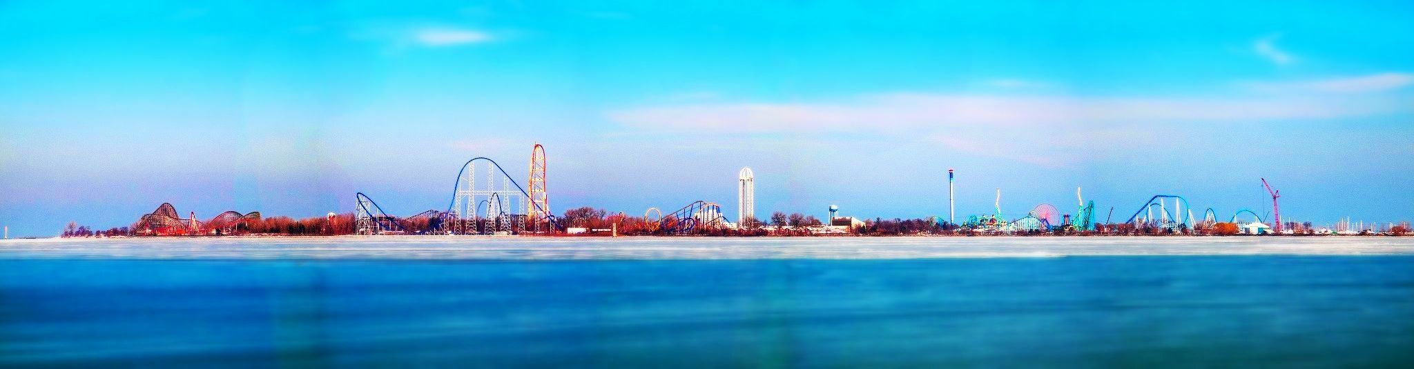 2048x535 Cedar Point Skyline Pixel Art