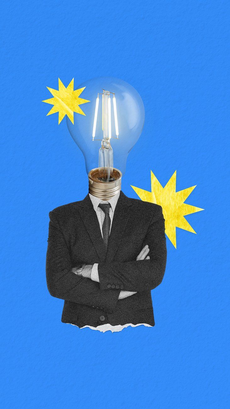 731x1300 Creative businessman blue mobile wallpaper