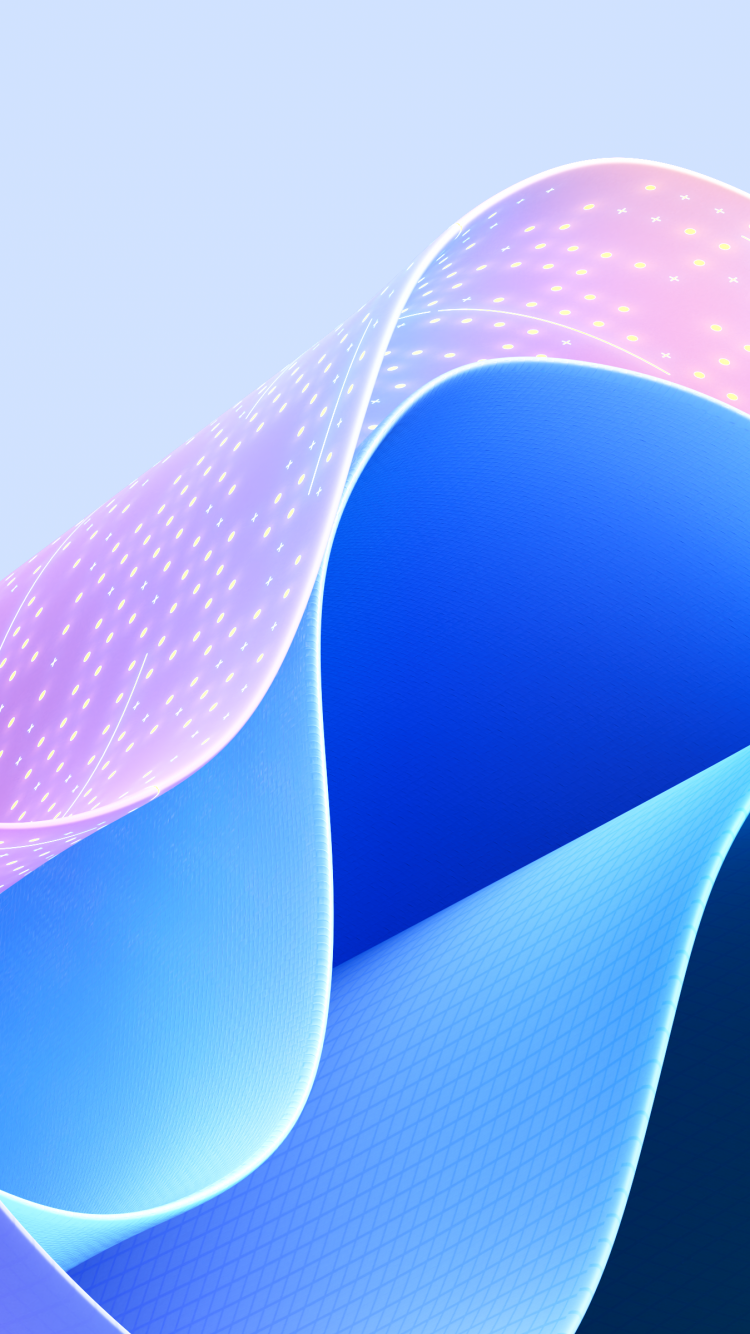 750x1334 Windows 11 Wallpaper 4K, Light Mode, Waves, Blue, Stock