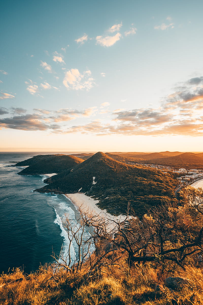800x1200 Coast, aerial view, sea, beach, hills, HD phone wallpaper