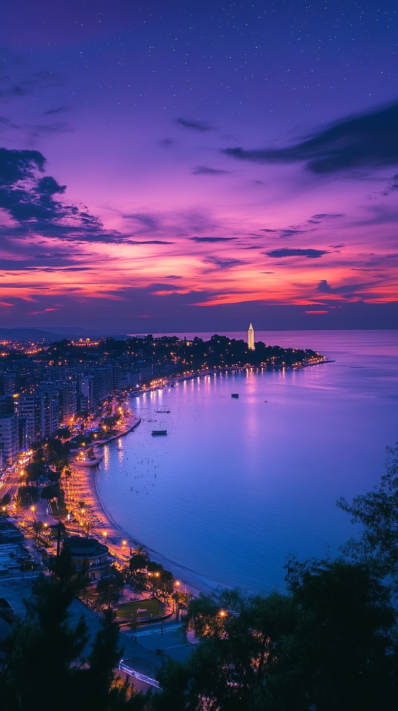 816x1456 Free Sunset Coastal View Image, Ocean, Cityscape