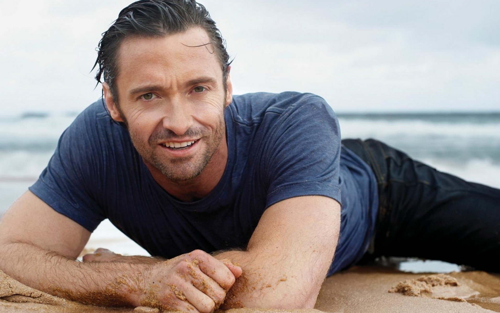 1920x1200 Hugh Jackman HD Wallpaper: Captivating Coastal Charm