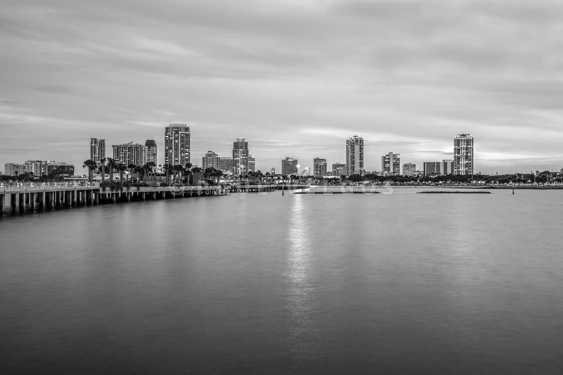 1152x769 Wall Art Print of St Petersburg Florida Black and White Vertical Ultra High Resolution Photo by Photography Artist Paul Velgos
