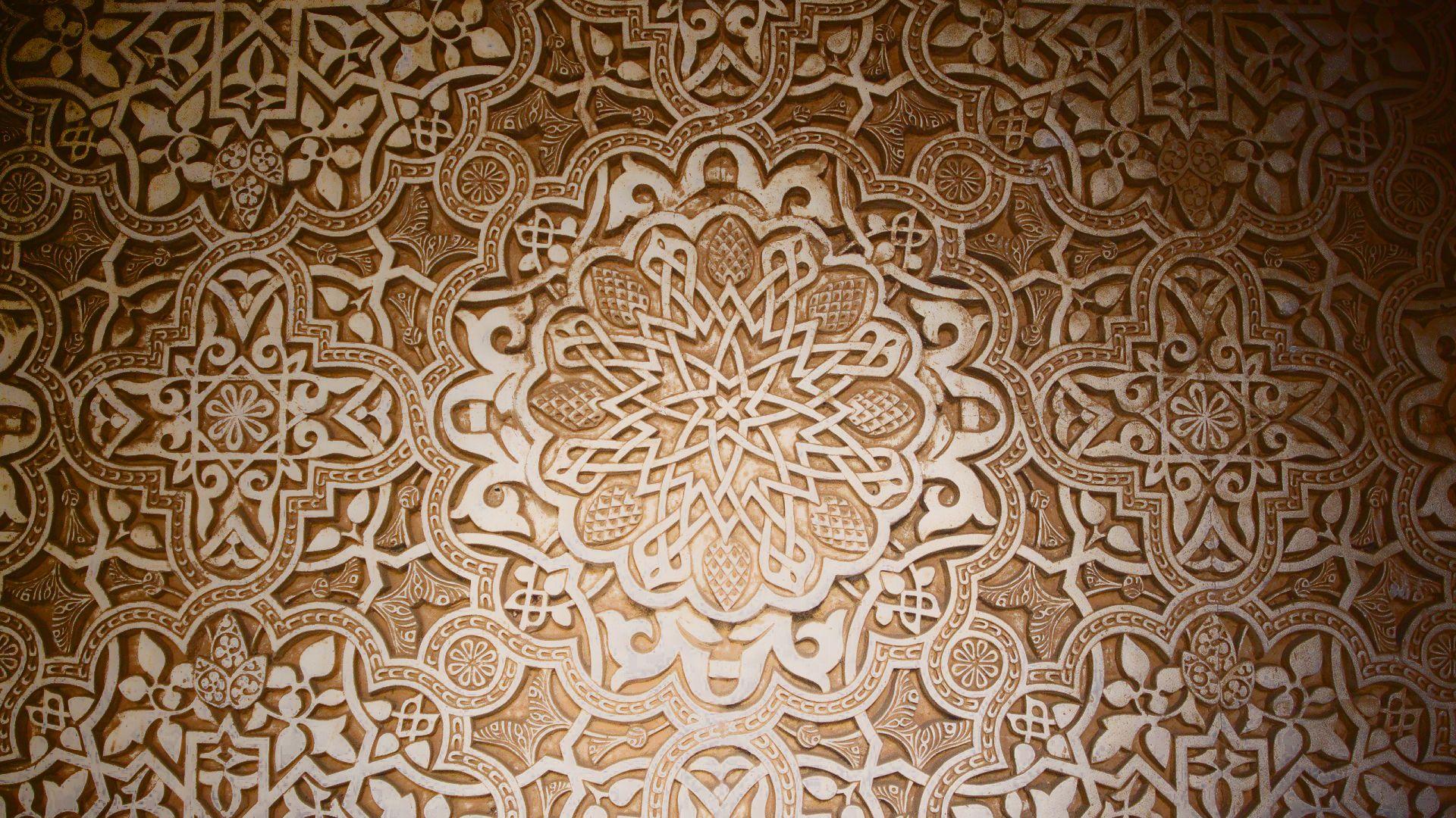 1920x1080 Free download dark pattern stars design mosaic Arabian islamic