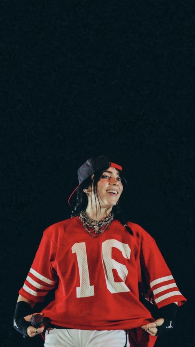675x1200 Billie Eilish red outfit wallpaper