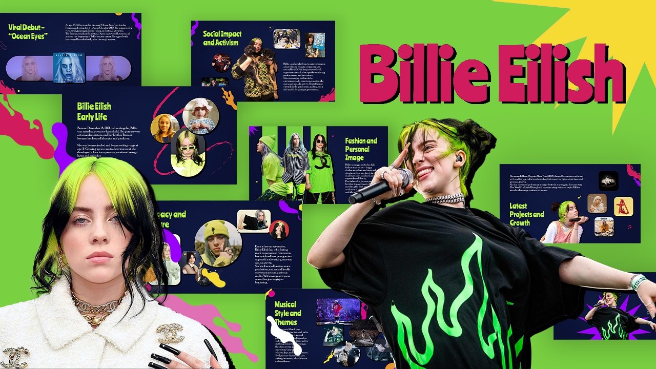 1280x720 Billie Eilish Theme Template for PowerPoint and Google Slides