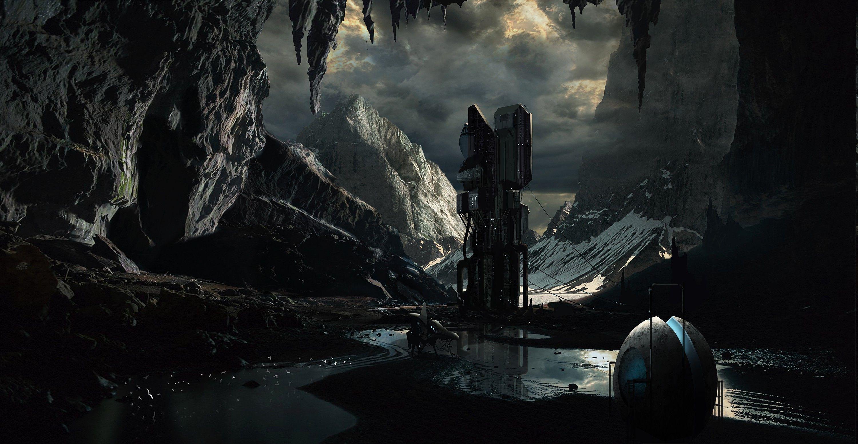 3000x1555 artwork, Fantasy Art, Concept Art, Planet, Space, Space Station