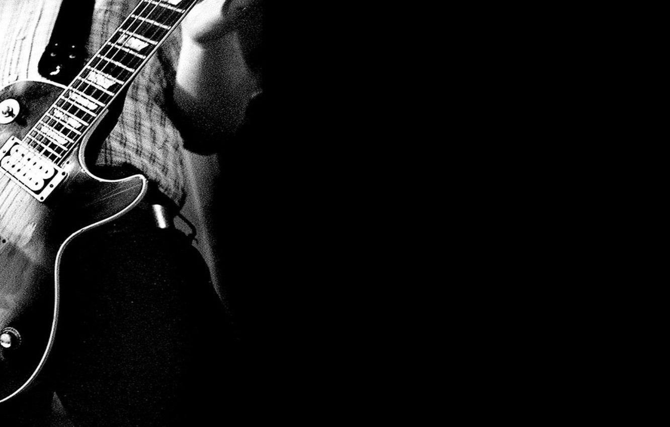 1332x850 Wallpaper white, background, black, guitar, Sepia, Guitar