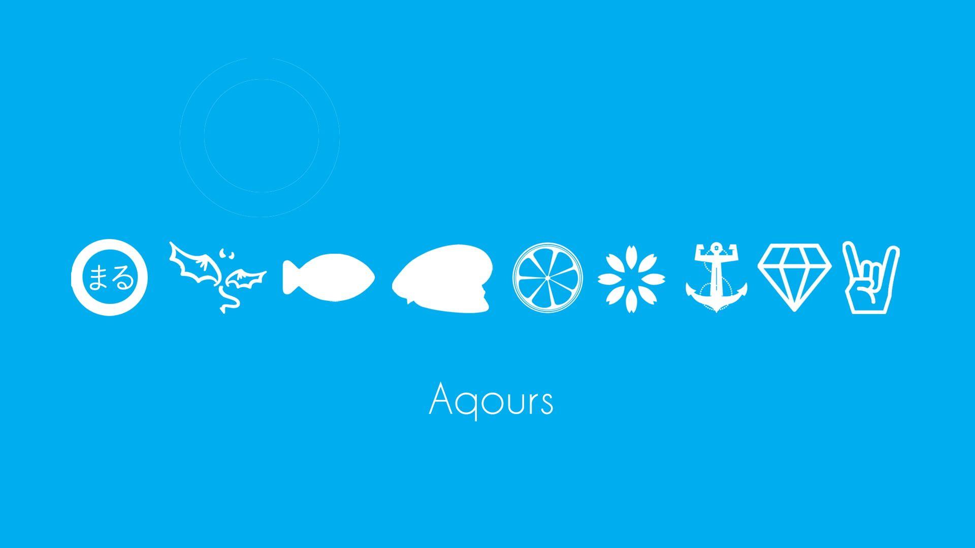 1920x1080 Aqours logo, Love Live! Sunshine, minimalism, blue background