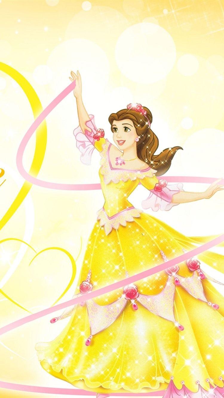 750x1334 Wallpaper Belle, Princess, love heart, yellow skirt, Disney anime