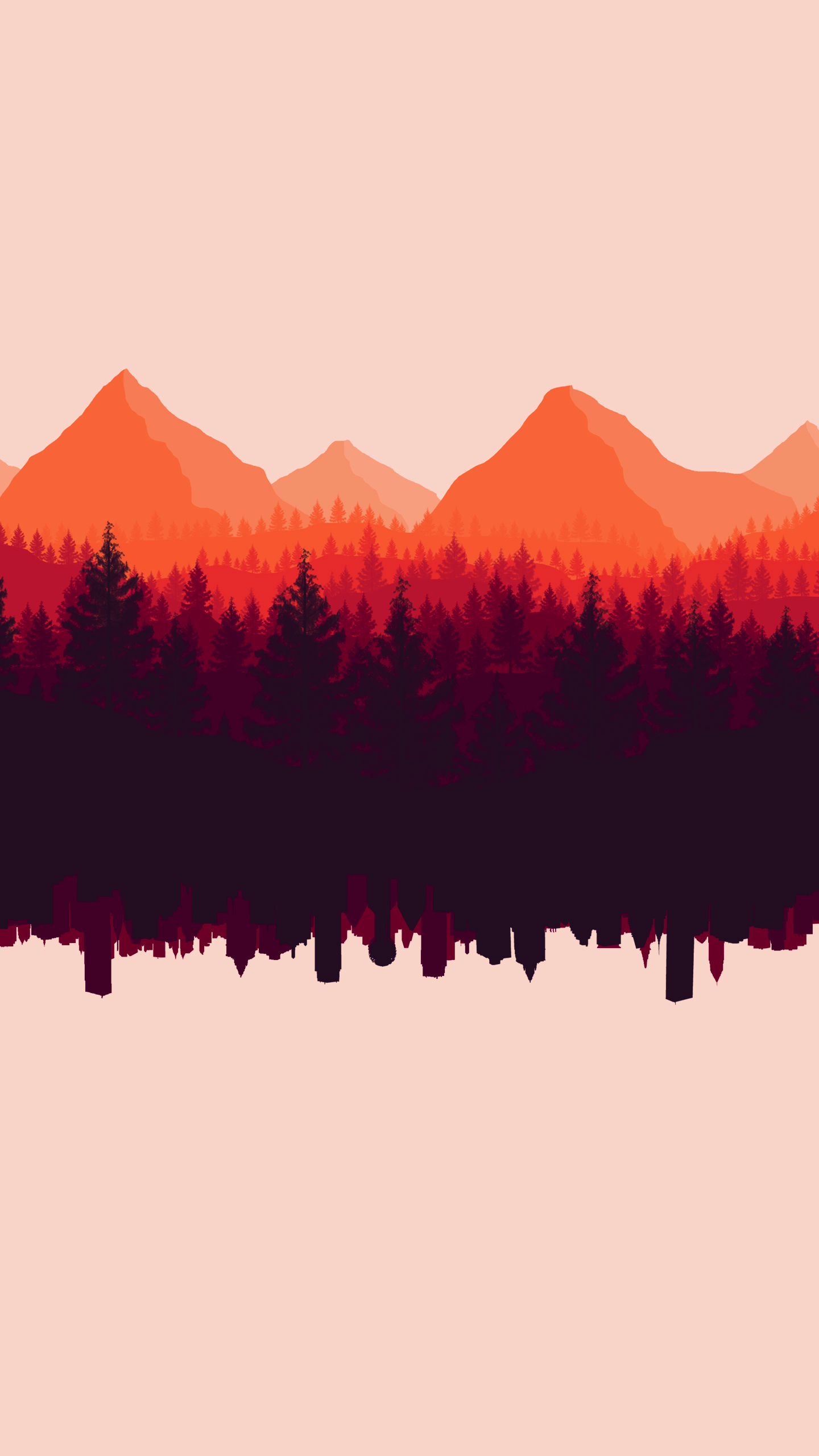 1440x2560 #cityscape, #mountains, #forest, #digital art, #upside