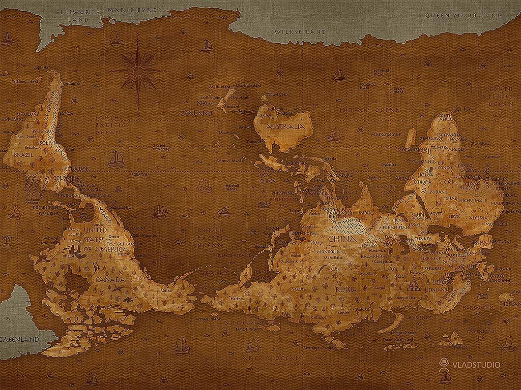 1024x768 World Map Down