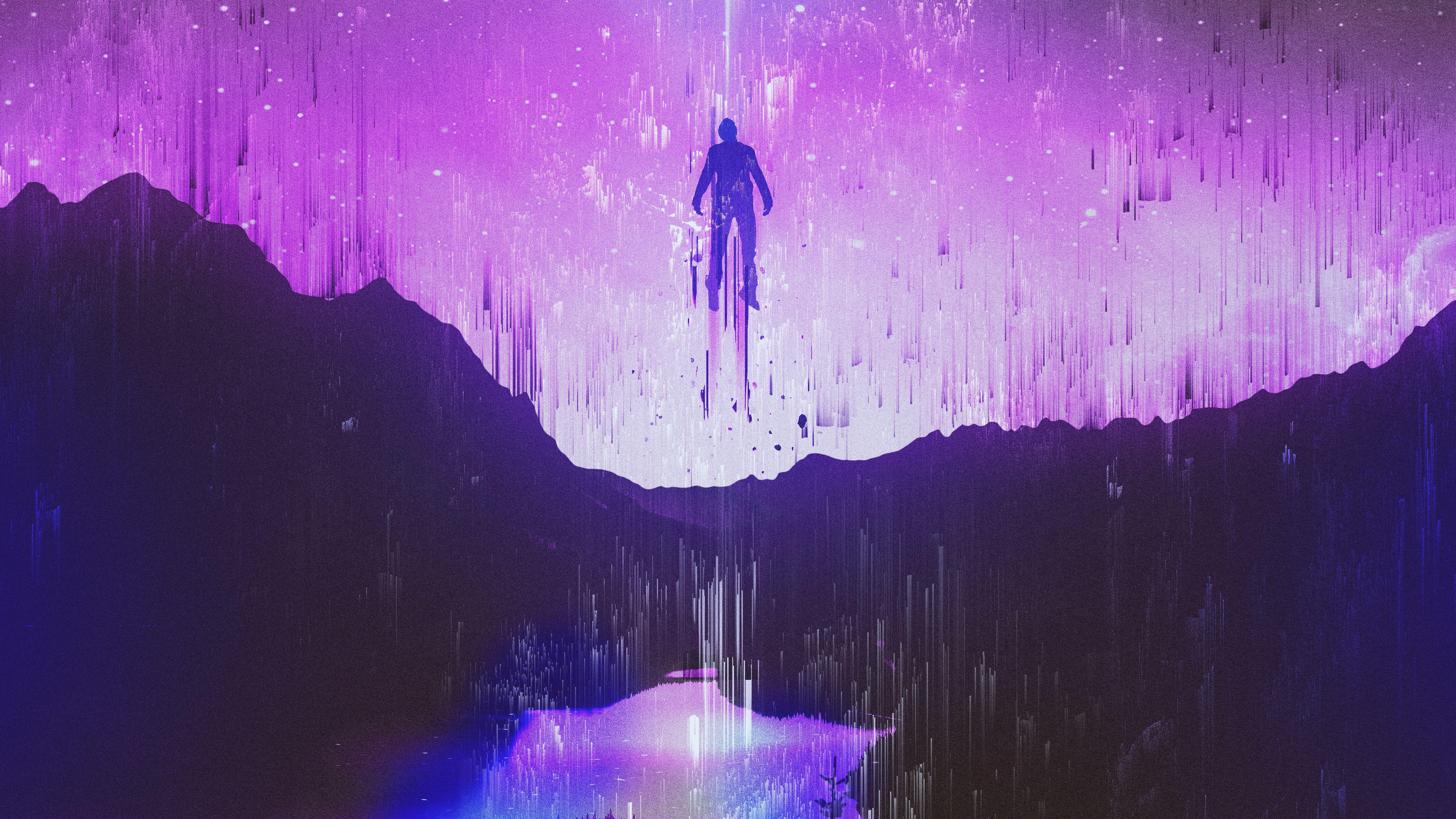7680x4320 Wallpaper Journey, Life, Glitch art, Purple, Soul, Moon, 4K, 8K