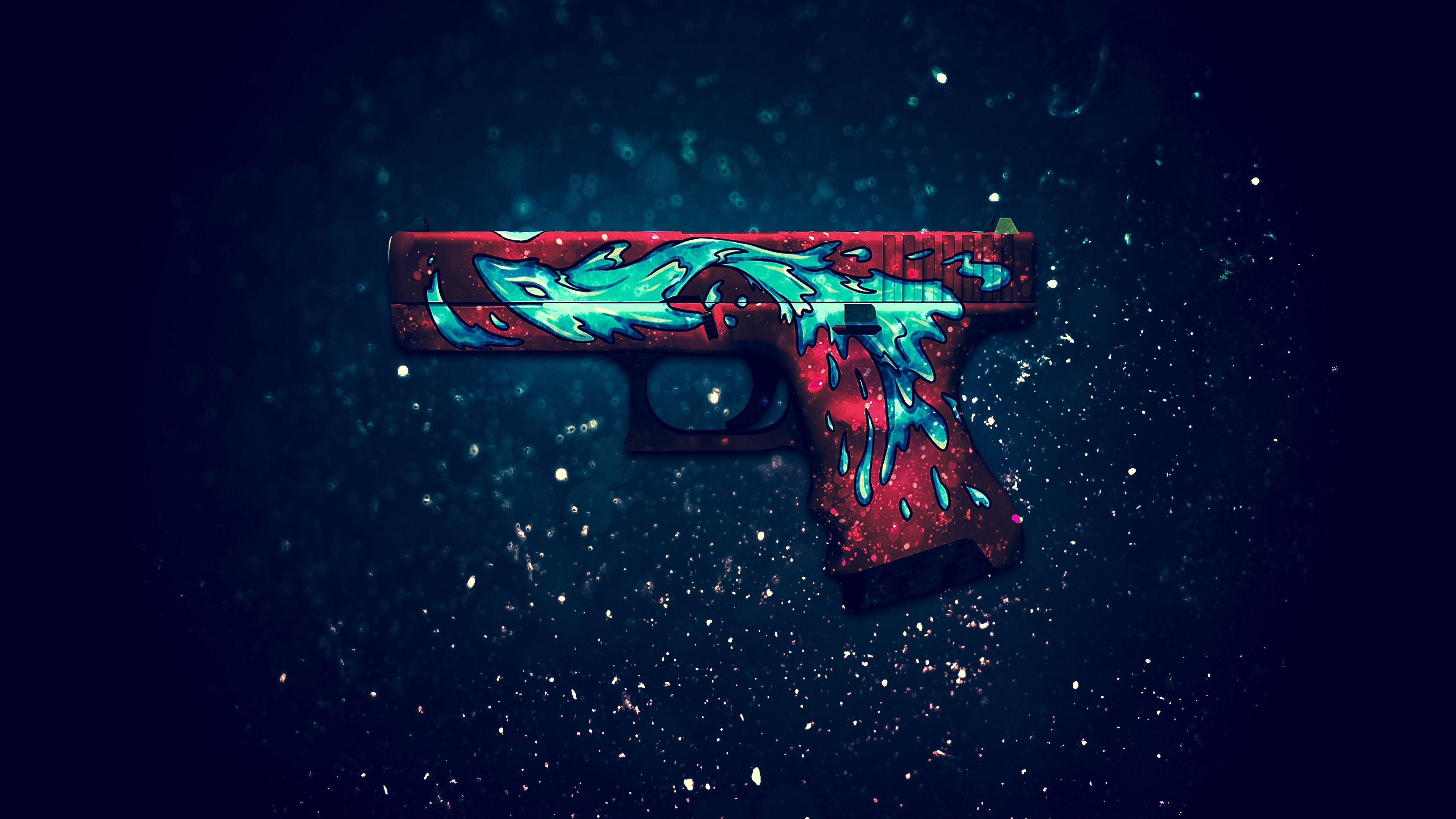 3840x2160 CS:GO Glock 18 Water Elemental Skin 4K 3840x2160 Wallpaper