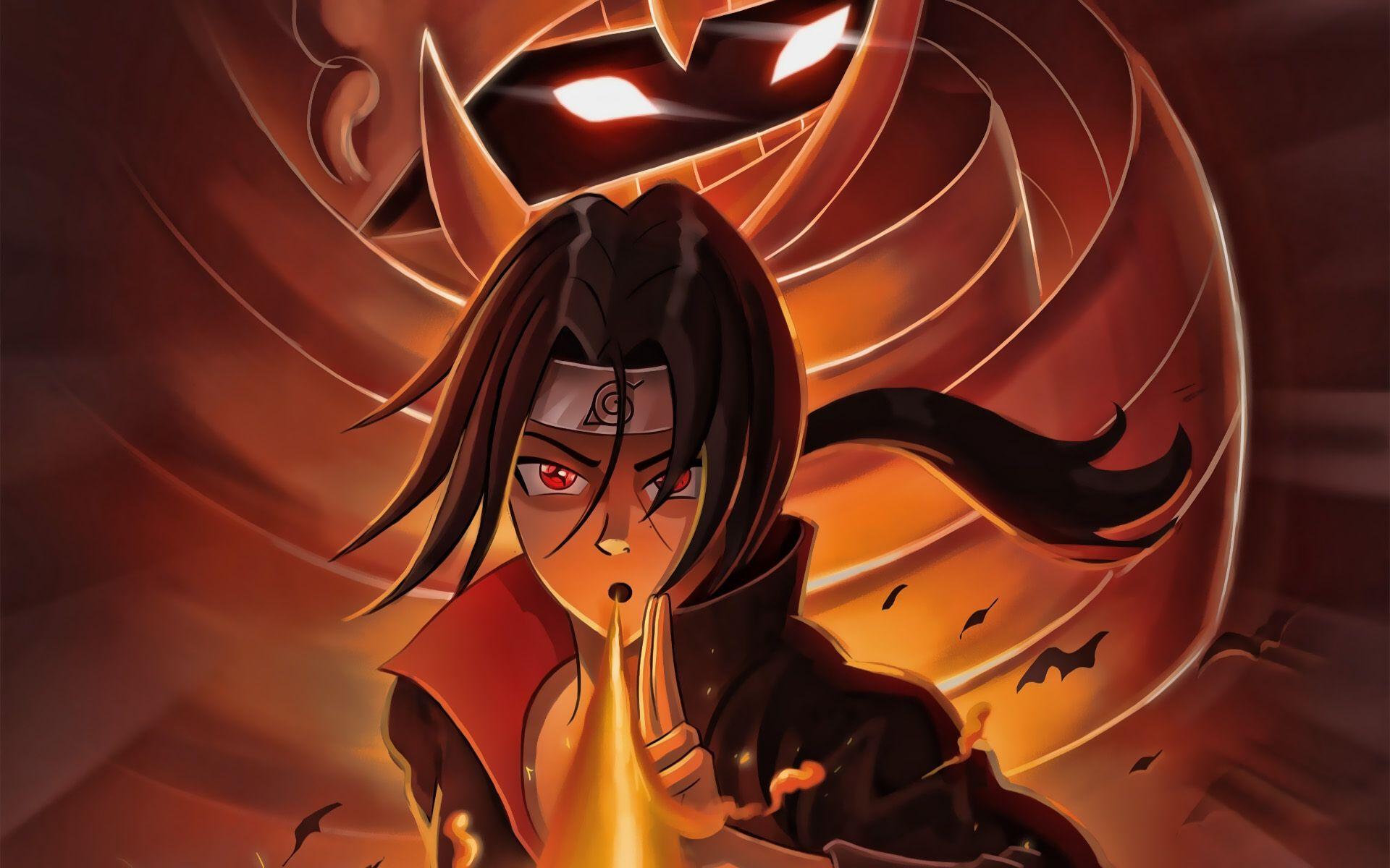 1920x1200 Itachi Uchiha, Fire Flames, Naruto, Anbu Captain, Akatsuki