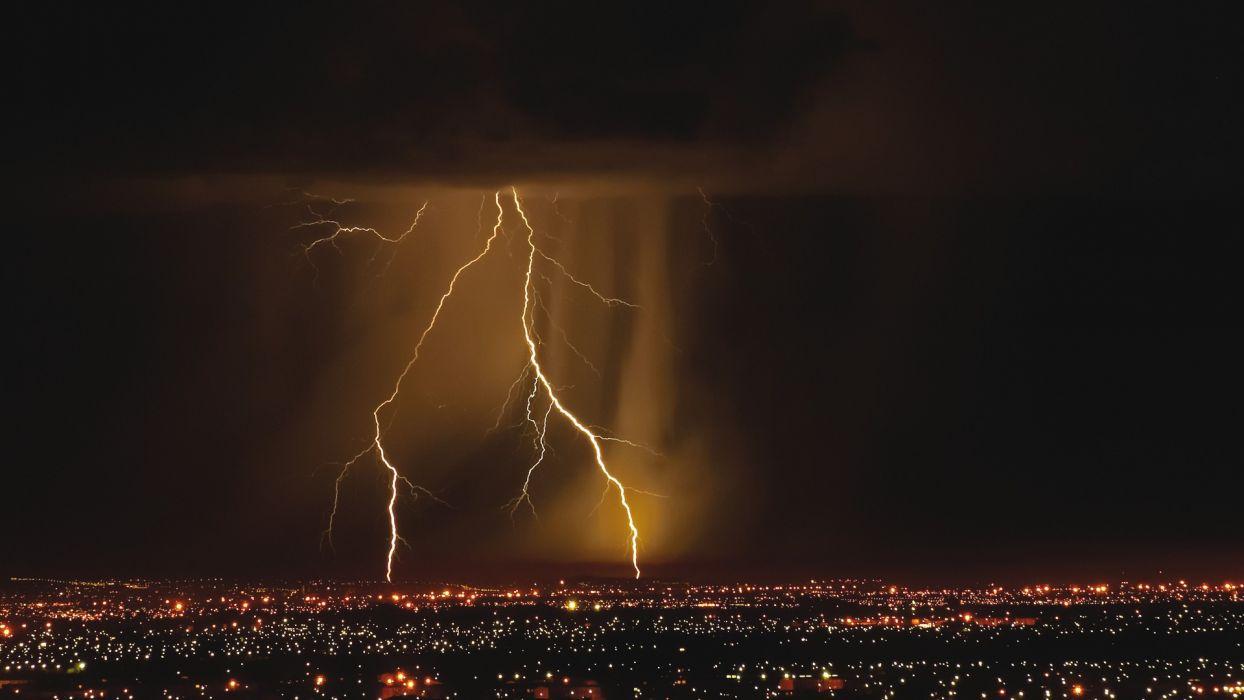 1244x700 Landscapes nature storm darkness city lights lightning cities red sky wallpaperx1080