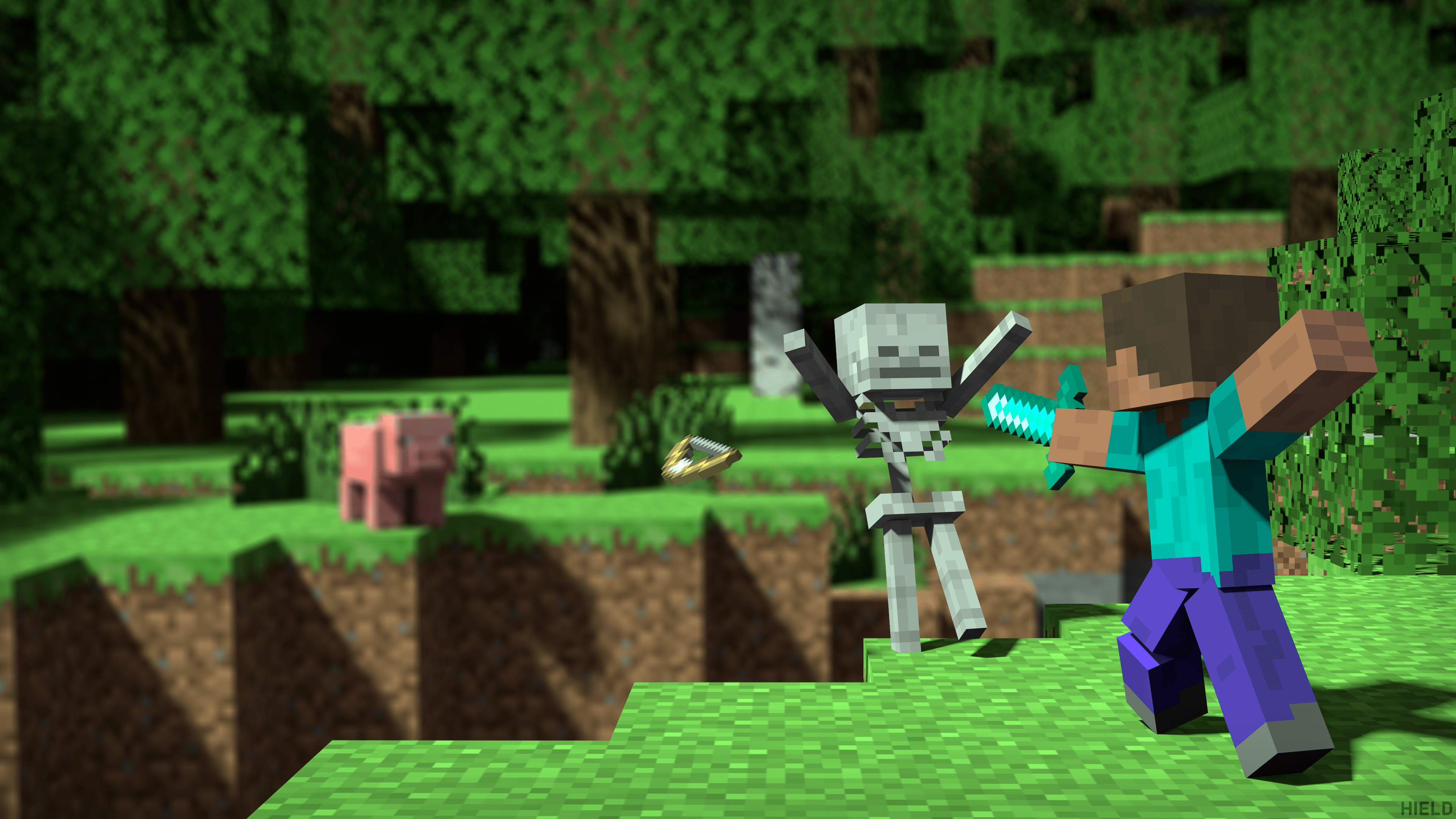 3840x2160 I recreated the classic Minecraft wallpaper with Modern and Barebones textures