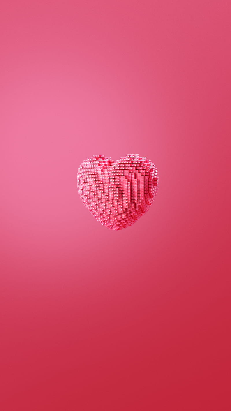 800x1422 Pixelated heart pink, background, clean, couple, iCreate™, love, minecraft, minimal, HD phone wallpaper