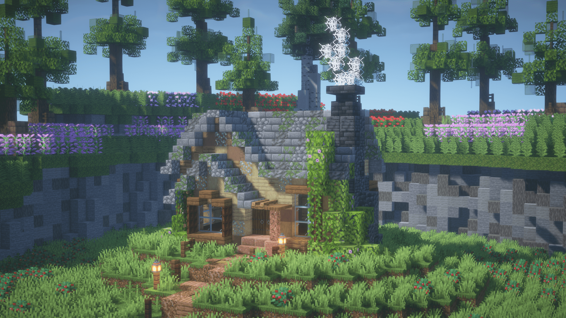 1920x1080 Clean Minecraft house build. Can y'all say what you think of this in the comments? That would be amazing!