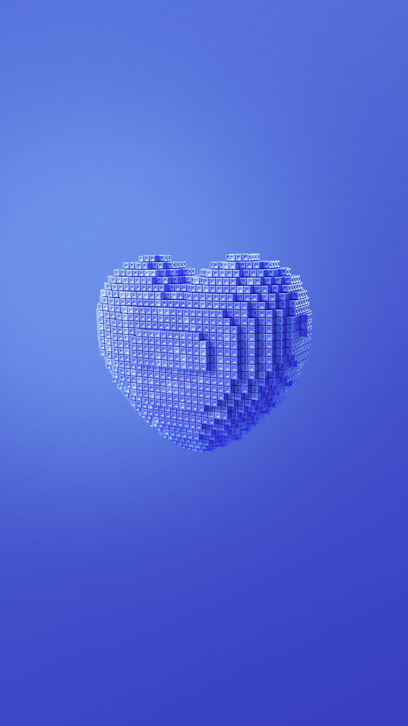 800x1422 Pixelated heart blue, background, clean, couple, iCreate™, love, minecraft, minimal, HD phone wallpaper