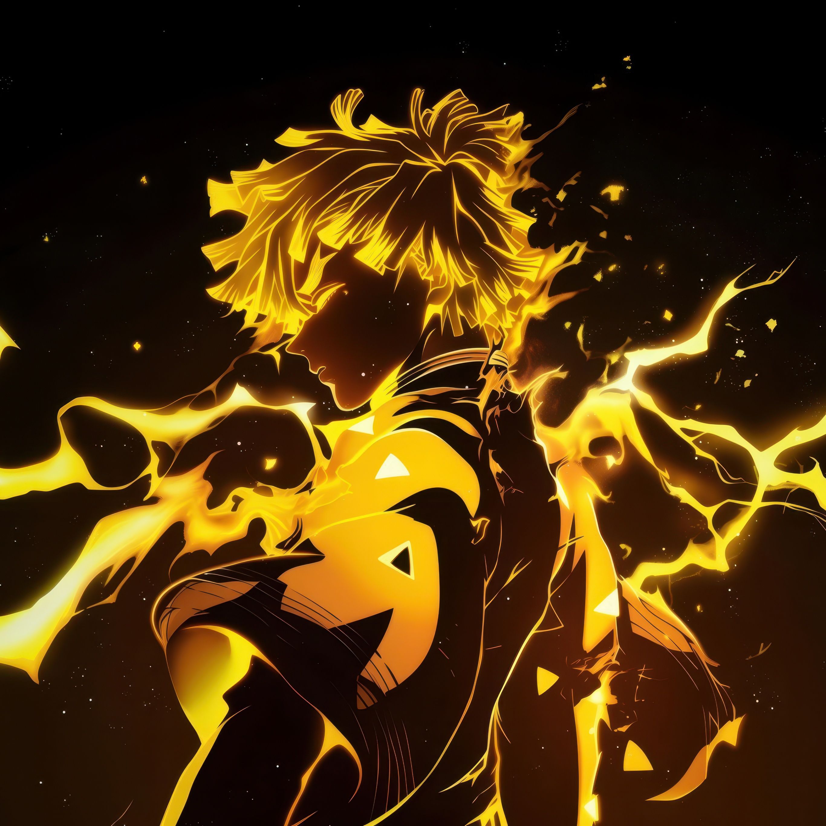 2732x2732 Zenitsu Agatsuma Wallpaper 4K, Aesthetic anime, Yellow aesthetic