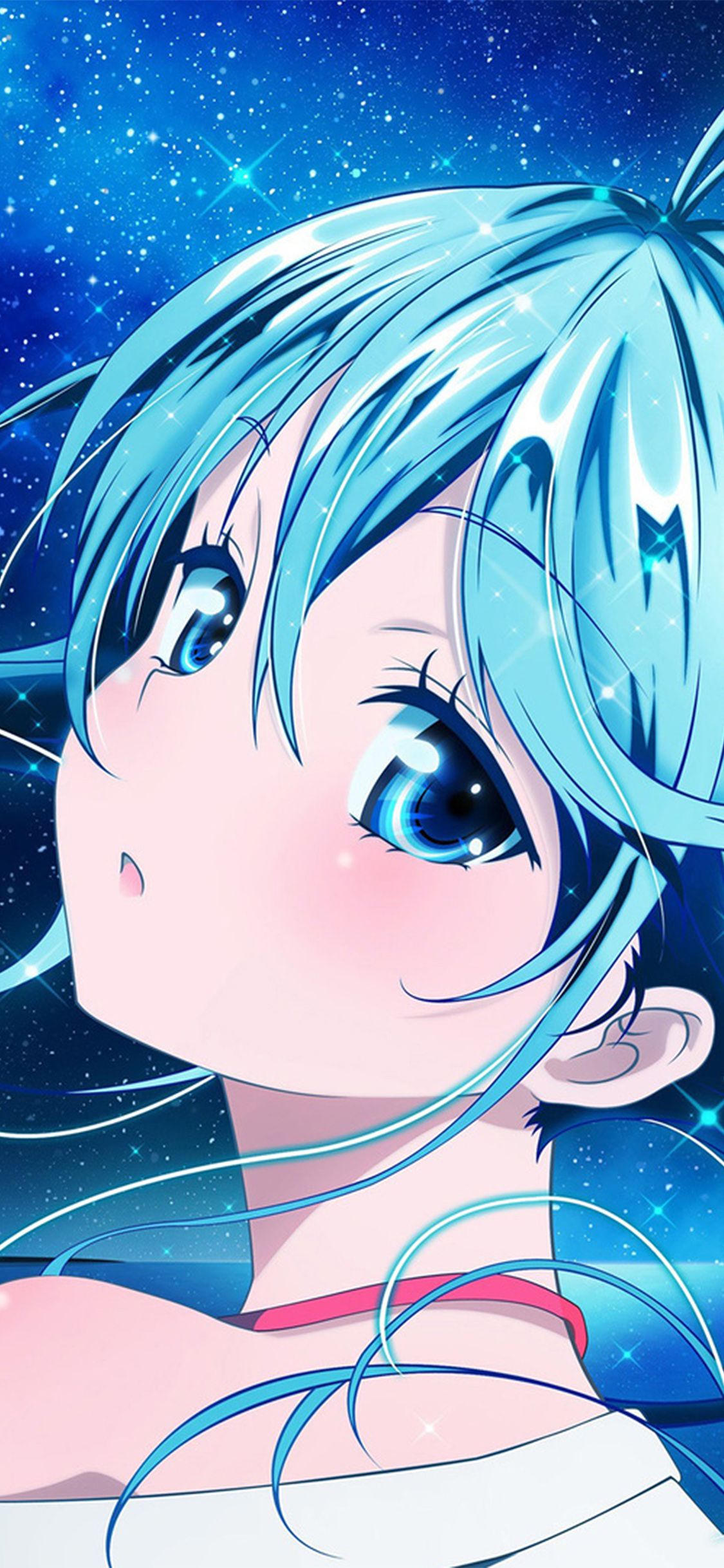 1125x2436 iPhone X wallpaper. anime girl blue beautiful arum art illustration