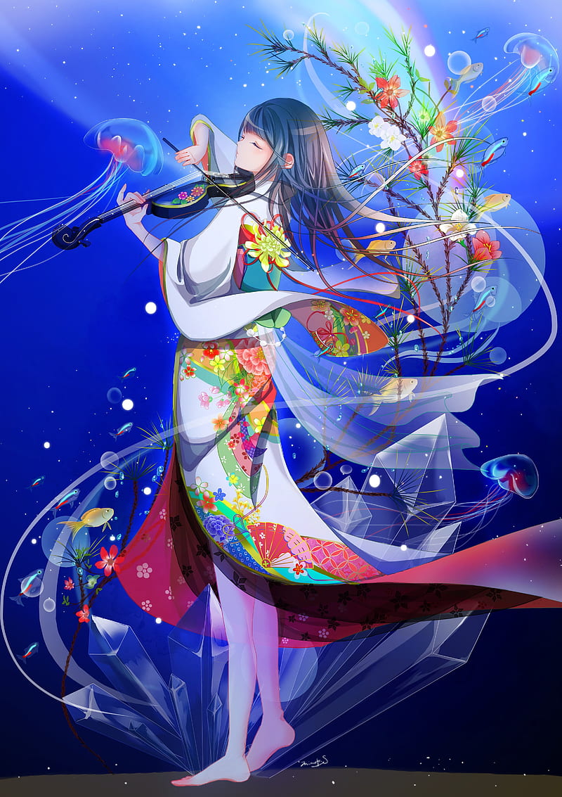 800x1133 Anime, anime girls, kimono, long hair, Japanese clothes, HD phone wallpaper