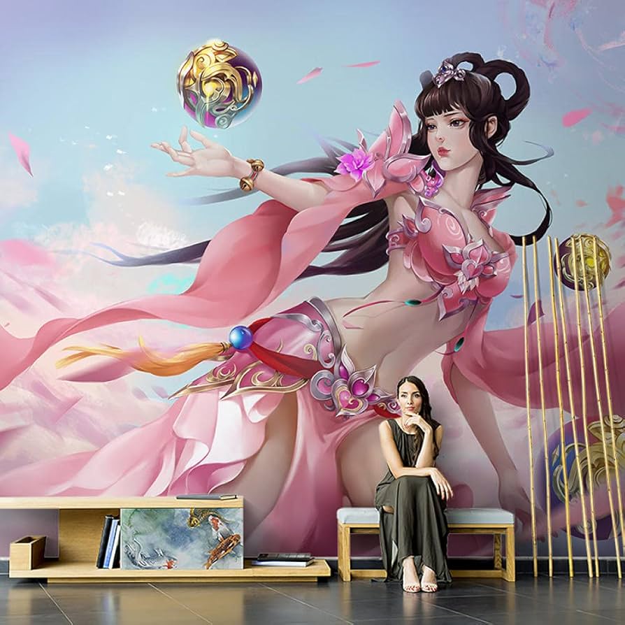 894x894 Chinese Art Hand Painted Art Anime Beautiful Girls Wallpaper Living Room TV Background Wall Seamless Wall Mural Wall Cladding 3D 250cmx175cm : Amazon.de: DIY & Tools