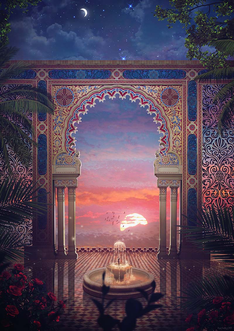 800x1132 Arabian Interior Design Fountain Wallpaper Mural®