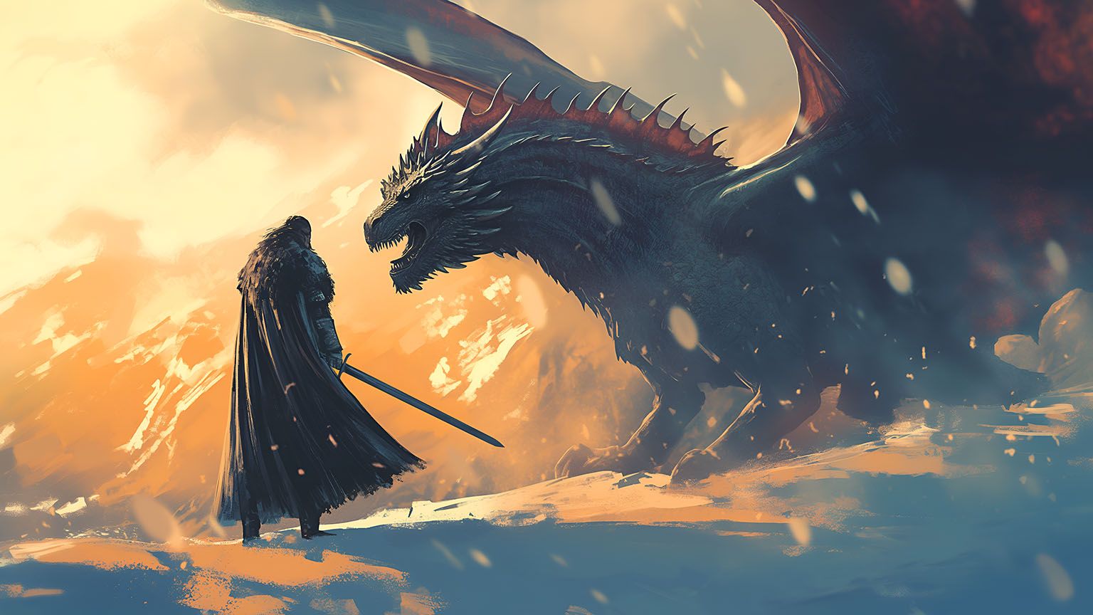 1536x864 Jon Snow Dragon Epic Battle Game of Thrones Wallpaper