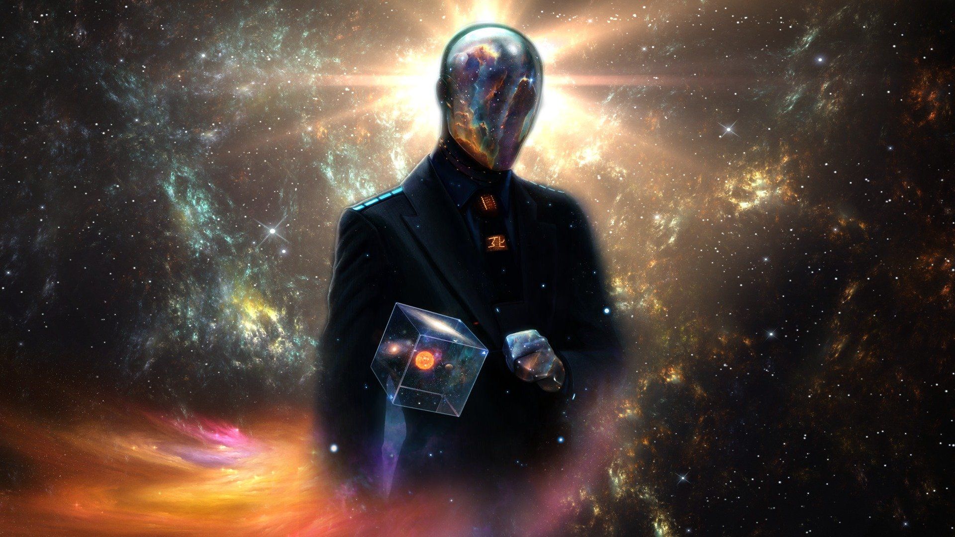 1920x1080 Galactic Mind: Sci Fi Men In Cosmic Realms HD Wallpaper