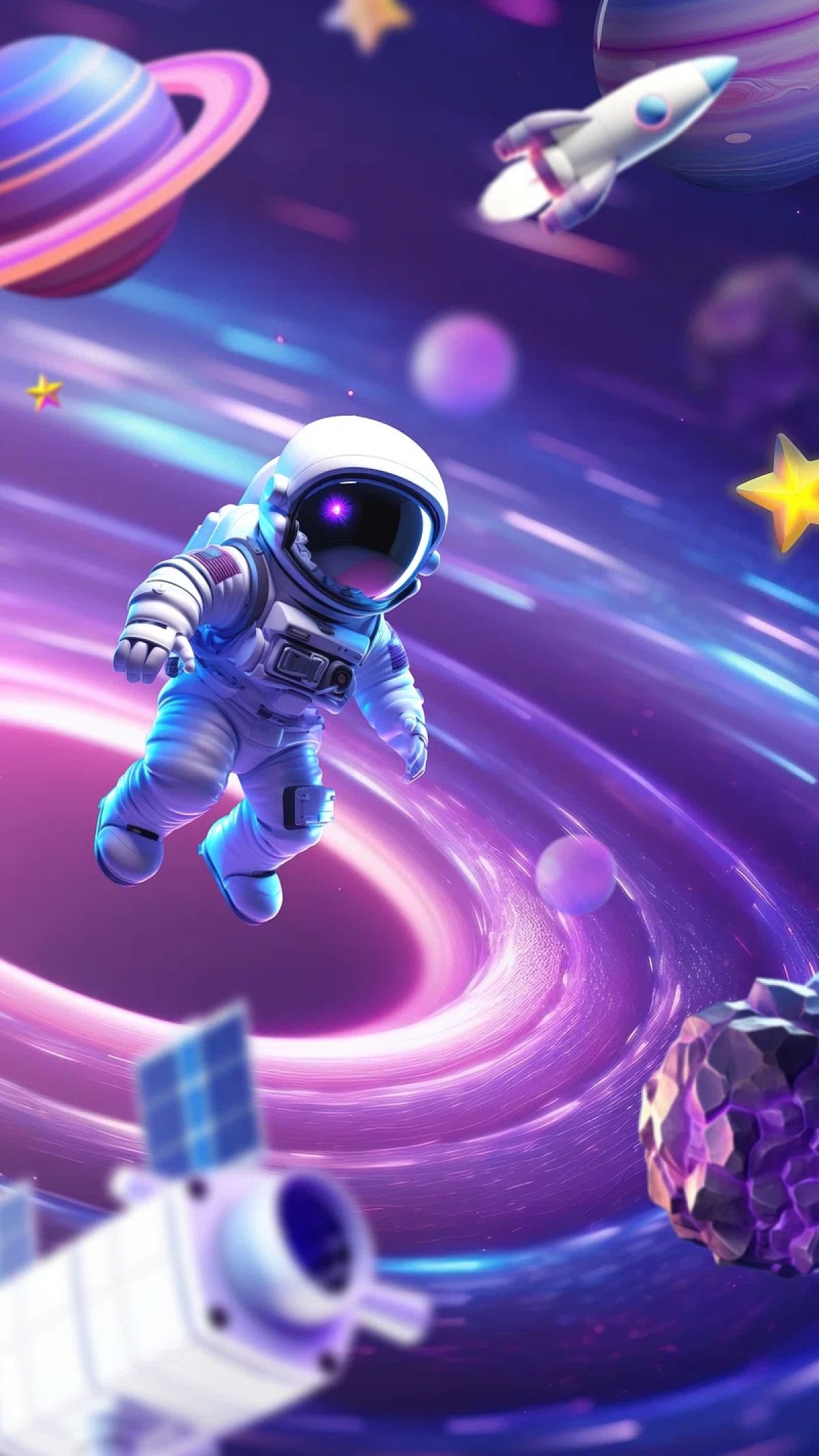 1200x2133 Cute Spaceman Astronaut Toy Going Into A Blackhole