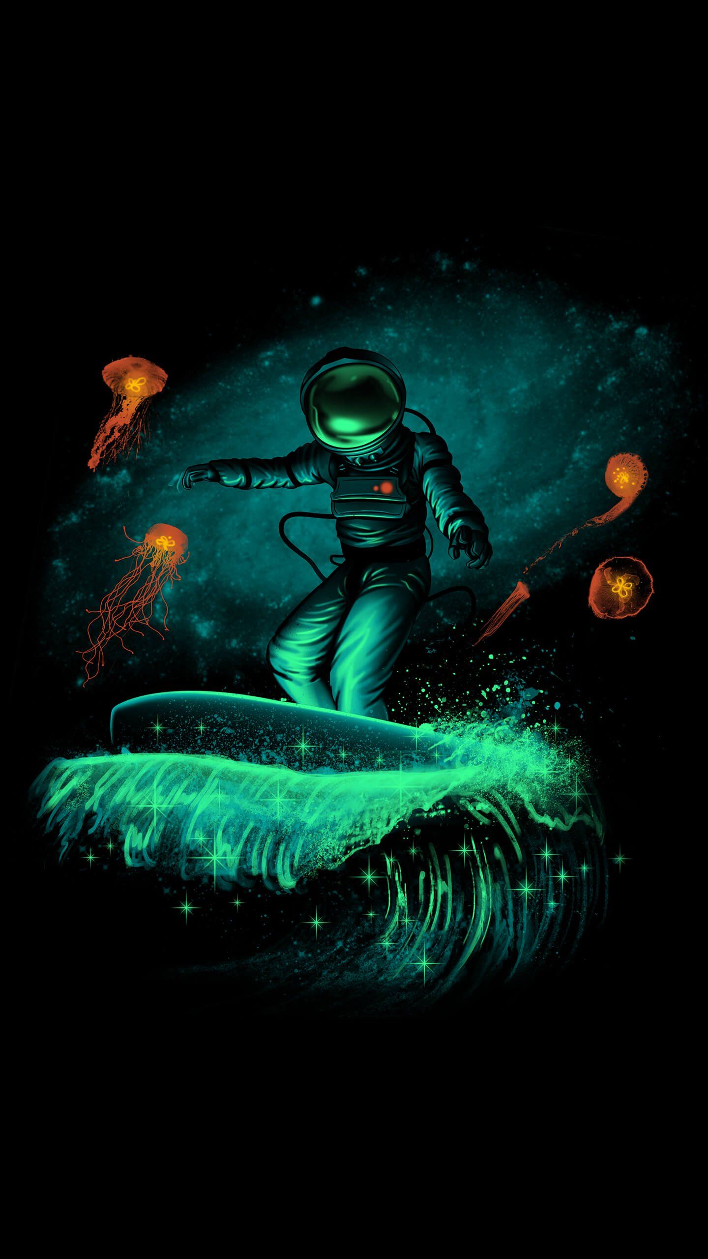 1440x2560 Wallpaper Space Surfer, Surfing, Surf Art, Space, Poster, Background Free Image