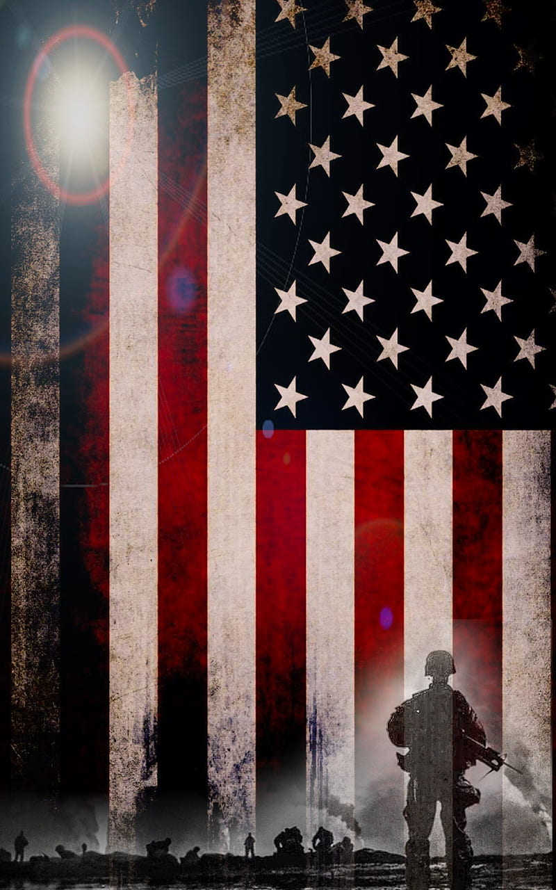 800x1280 US Sunshine Soldiers, flag, patriot, red white and blue, soldier, us flag, usa, HD phone wallpaper