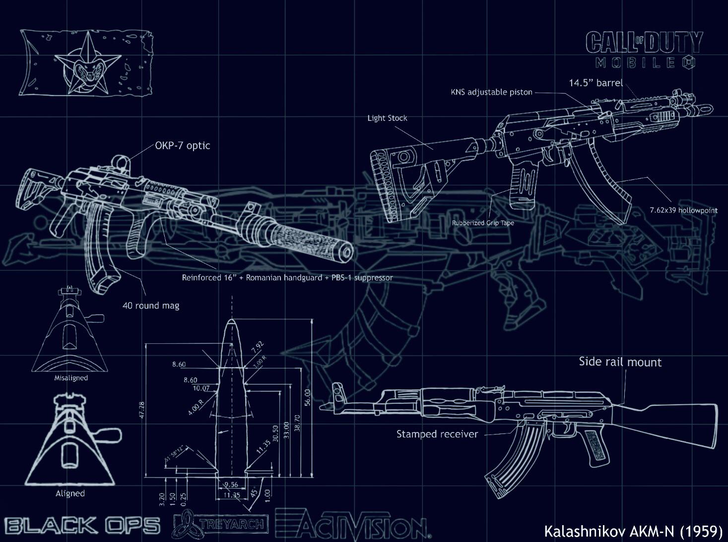1467x1094 AK 47 (more Like AKM) Blueprint Style Wallpaper