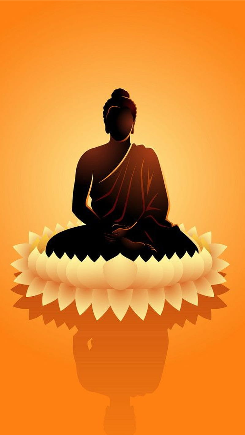 800x1422 Buddha, black, budha, orange, signs, spiritual, HD phone wallpaper