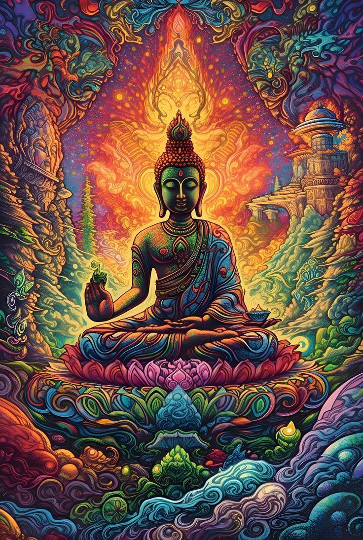 736x1095 Buddha Psychedelic Wallpaper