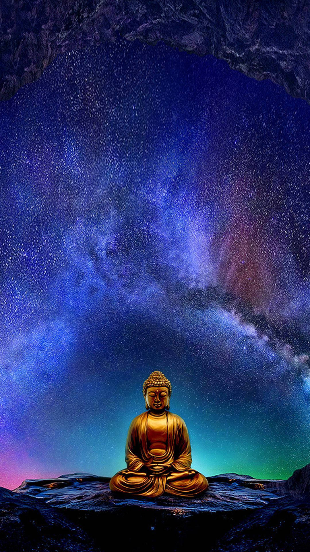 1080x1920 Download Golden Buddha Chakra In Auora Wallpaper