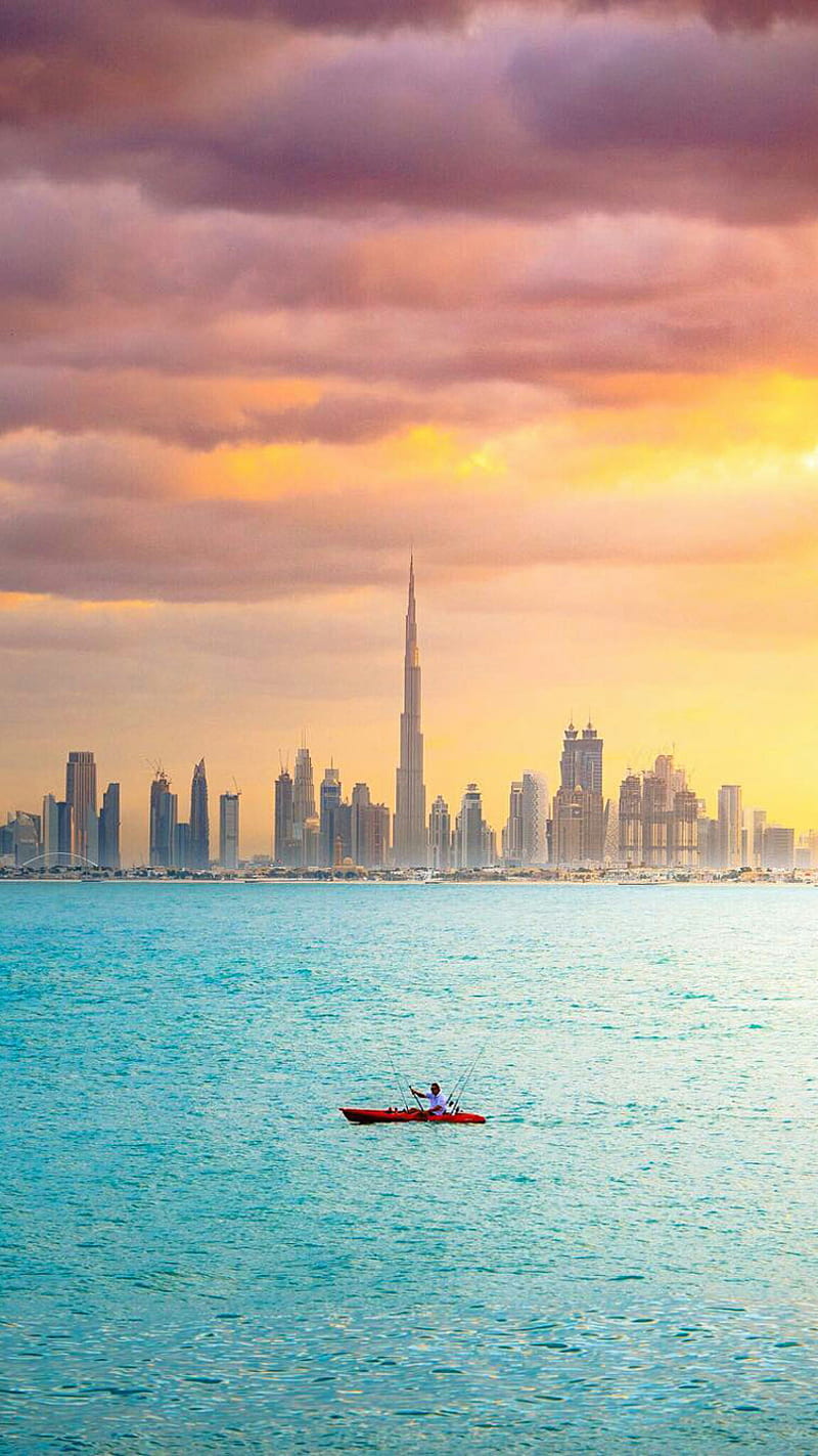 800x1423 Dubai, bonito, burj khalifa, city, sea, uae, view, HD phone wallpaper