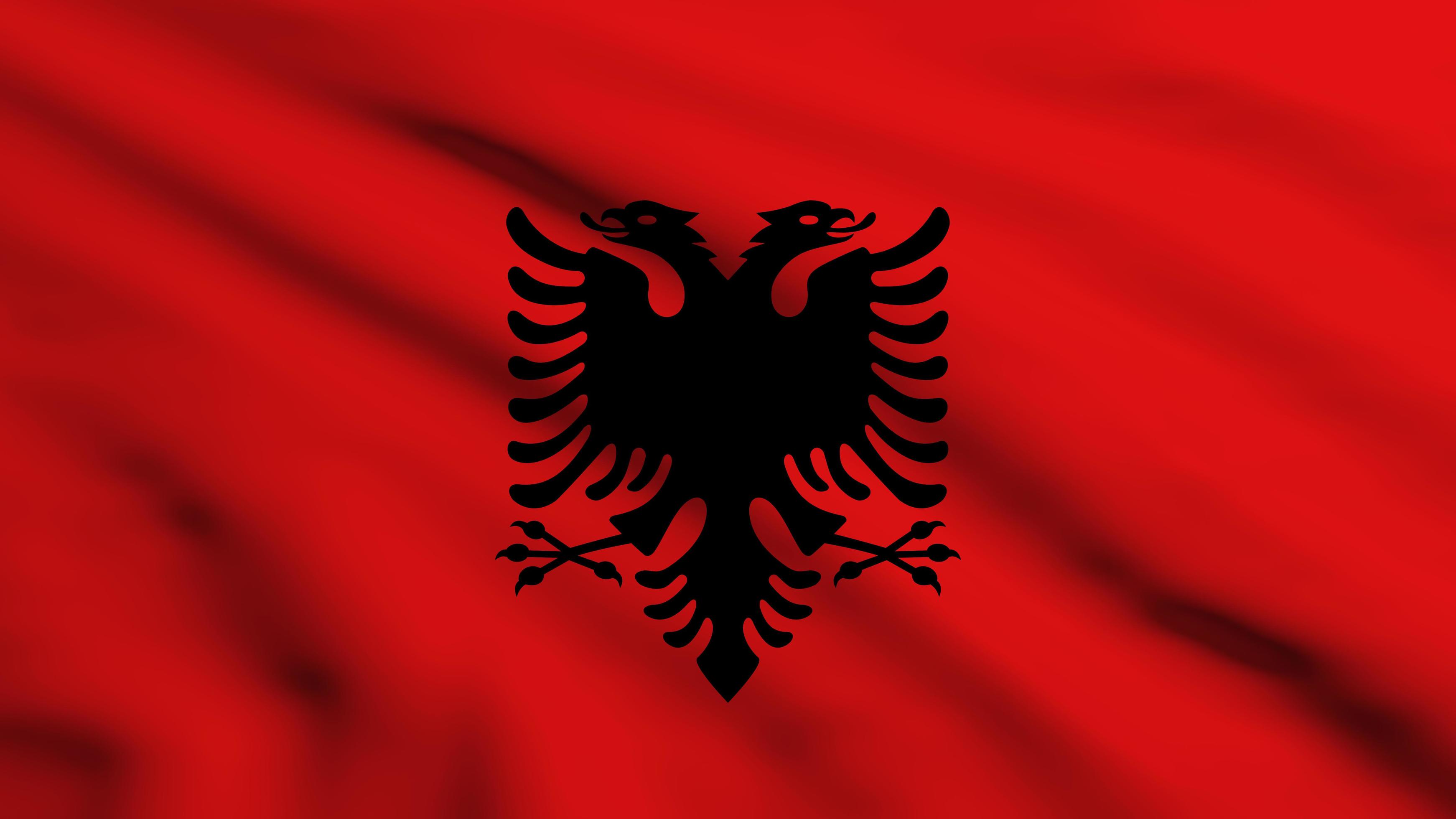 3484x1960 Albania National Flag Wallpaper Background